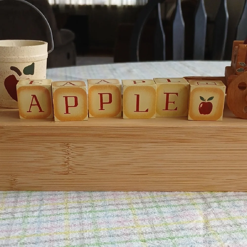 Wooden Apple Cart Decor As Is